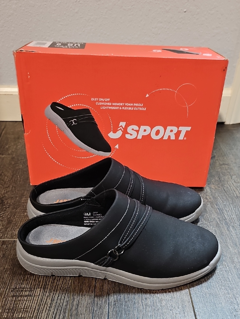 J Sport Gina Style Women's 9 Black Slip-On Shoes New In Box